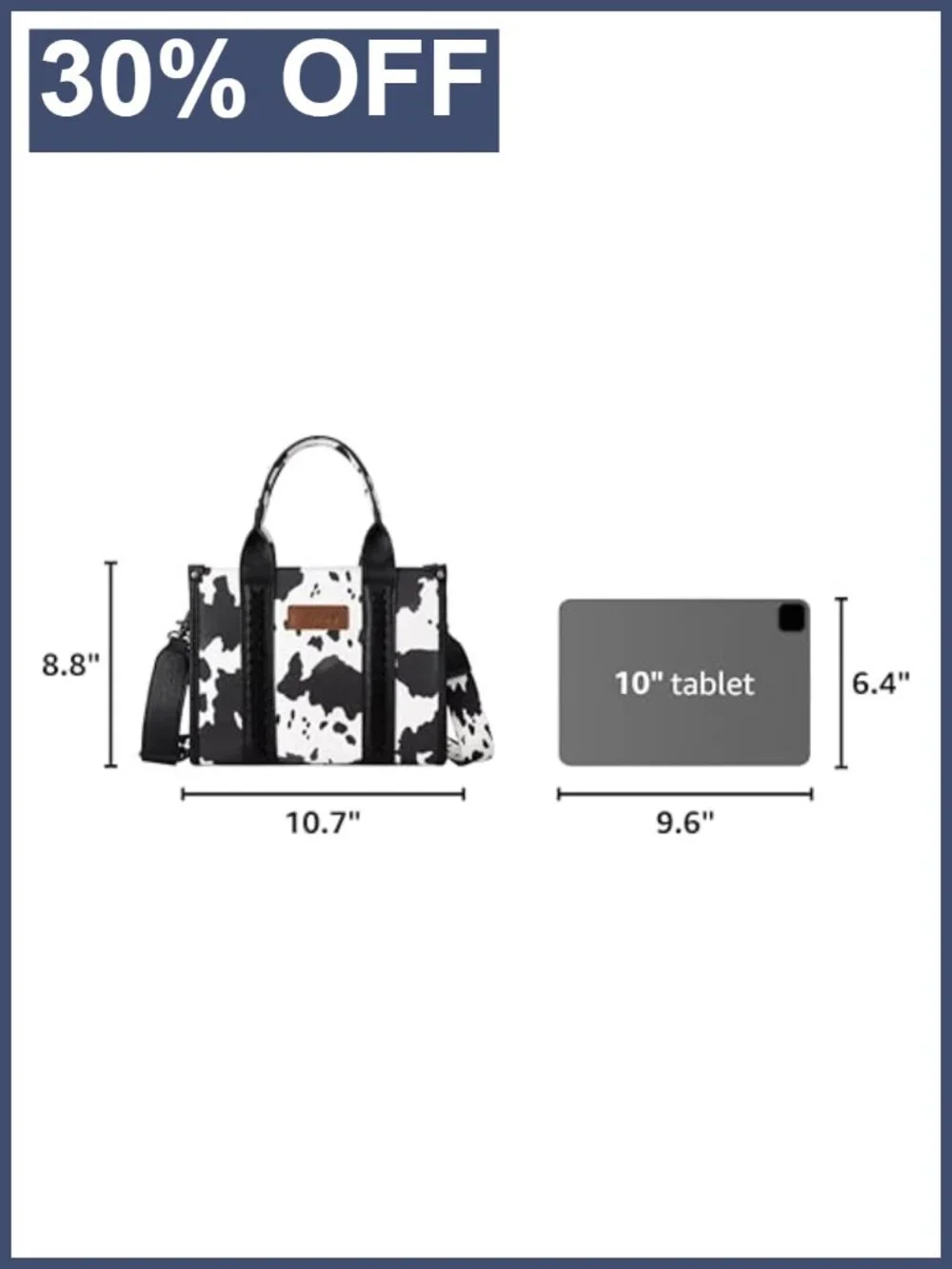Western Cow Print Tote Bag Satchel Handbag with Guitar Strap